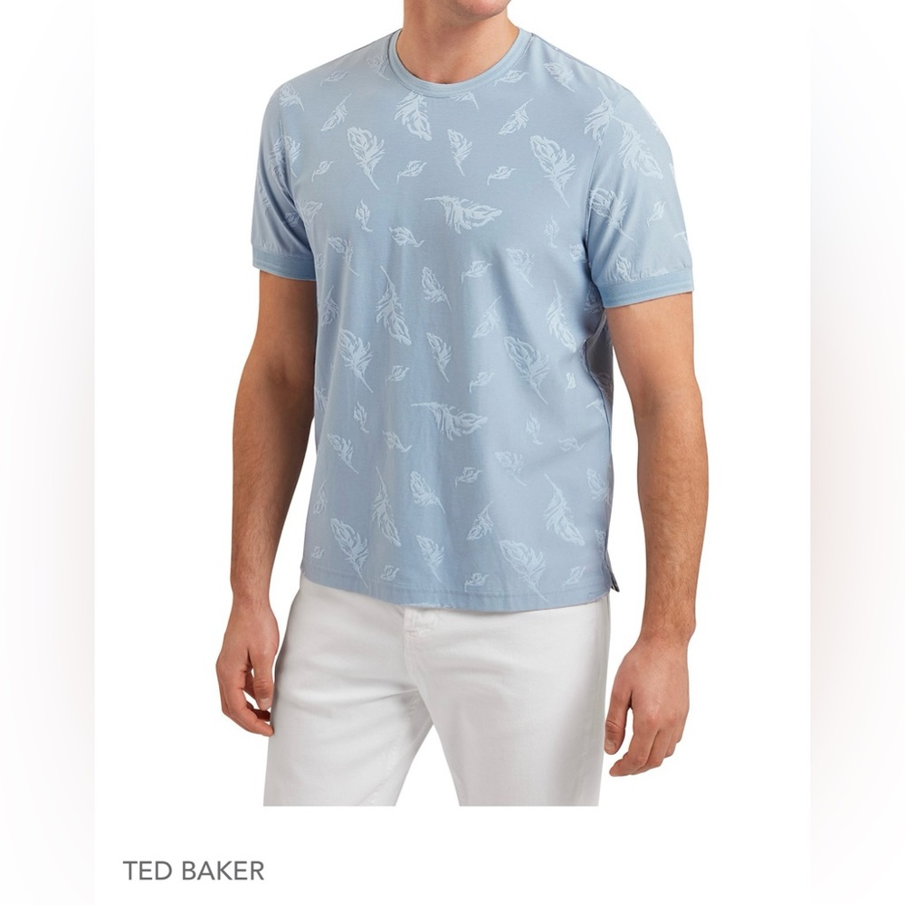 Ted Baker Blue Short Sleeve Tee with Tie-Dye Effect size 7